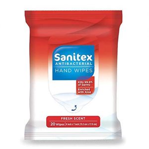 Sanitex Antibacterial Hand Wipes, 20Wipes / 6x7 inch